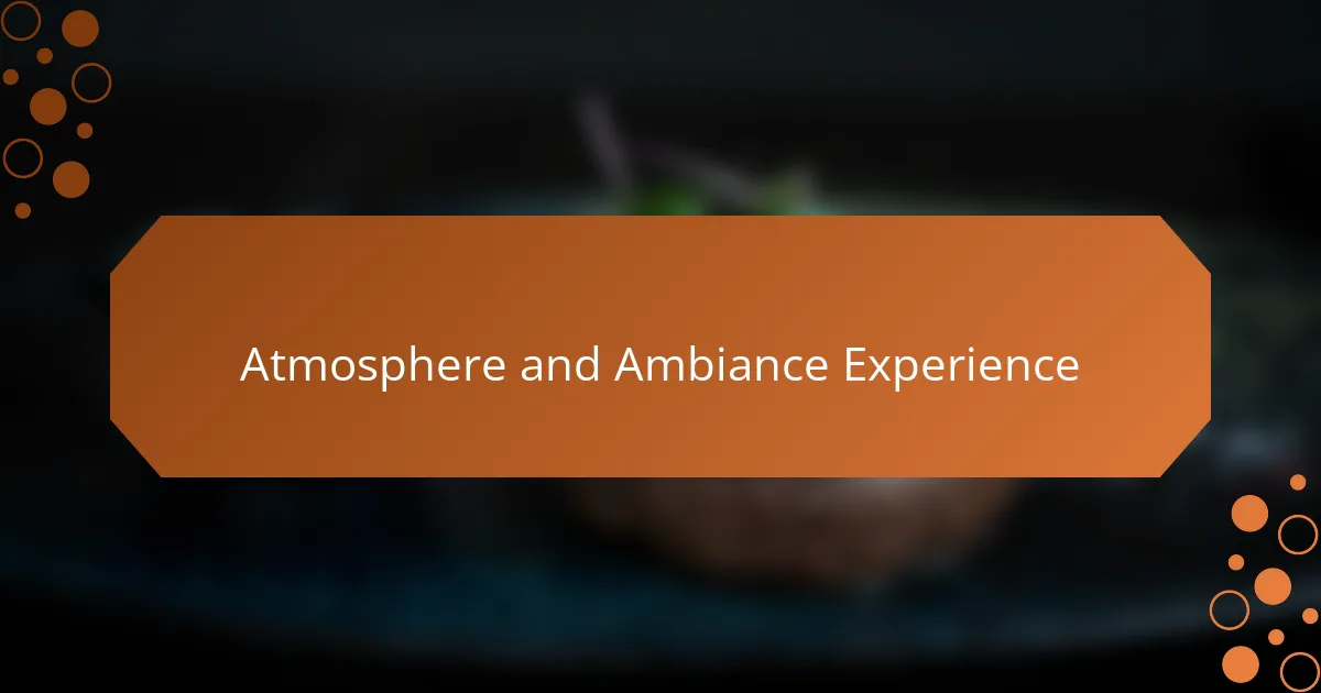 Atmosphere and Ambiance Experience
