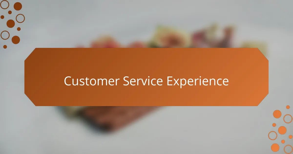 Customer Service Experience