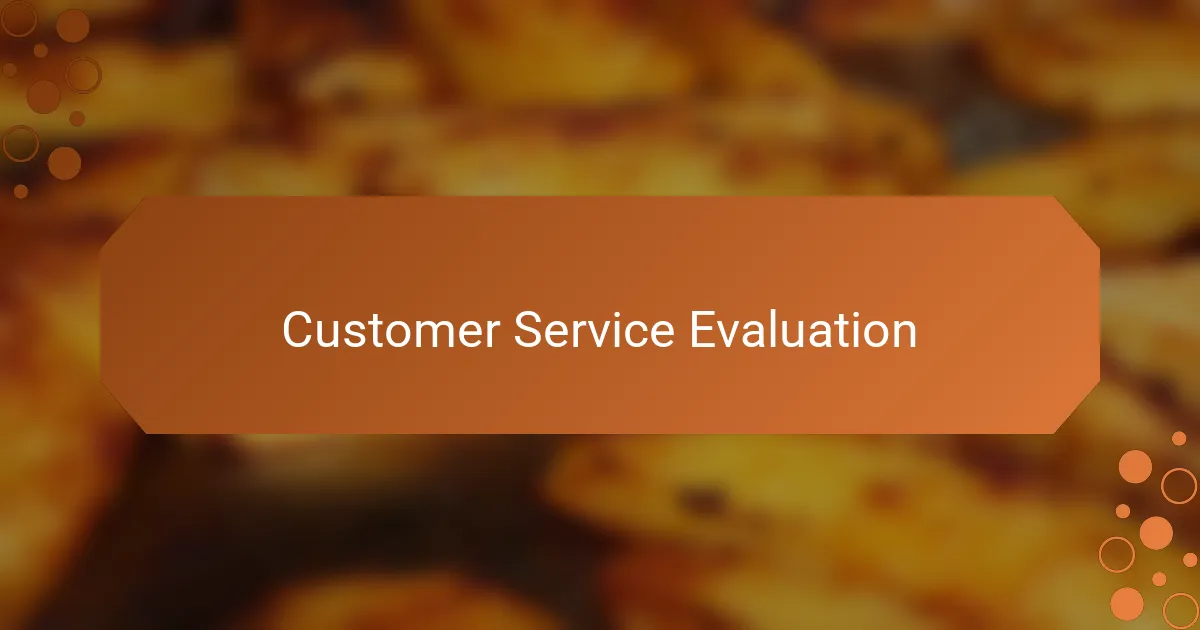 Customer Service Evaluation
