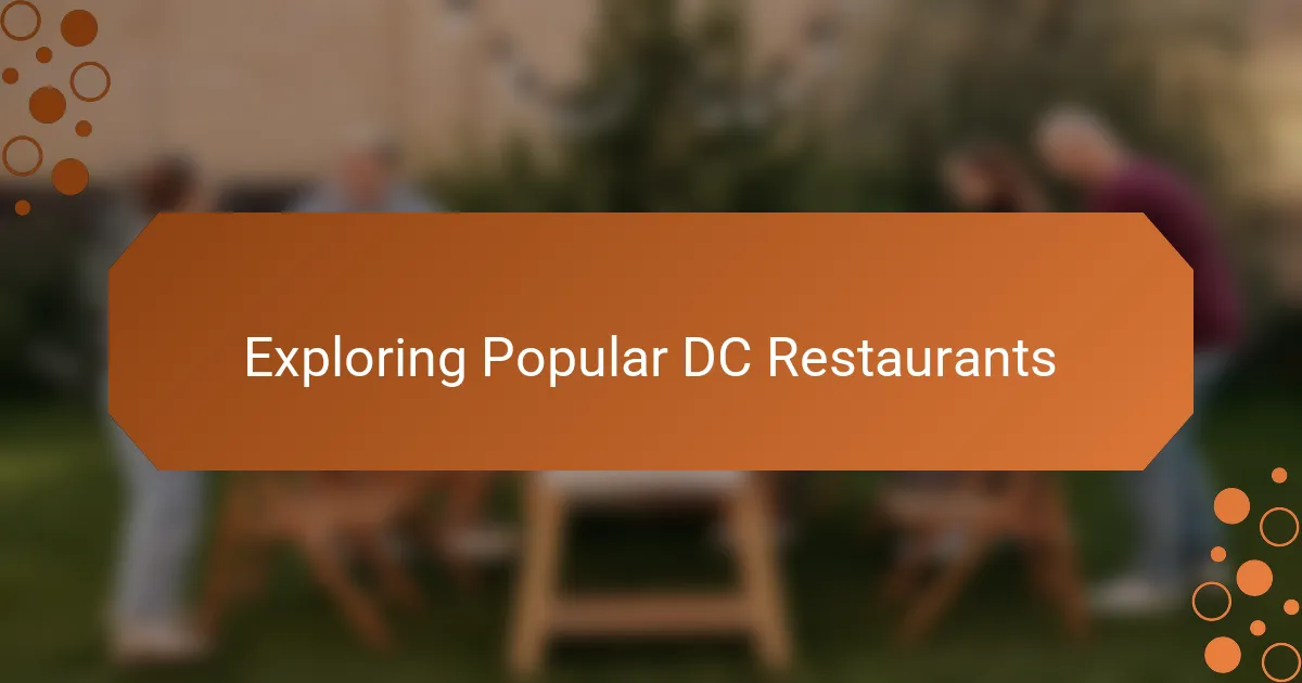 Exploring Popular DC Restaurants