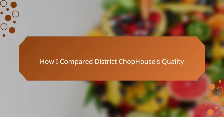How I Compared District ChopHouse’s Quality