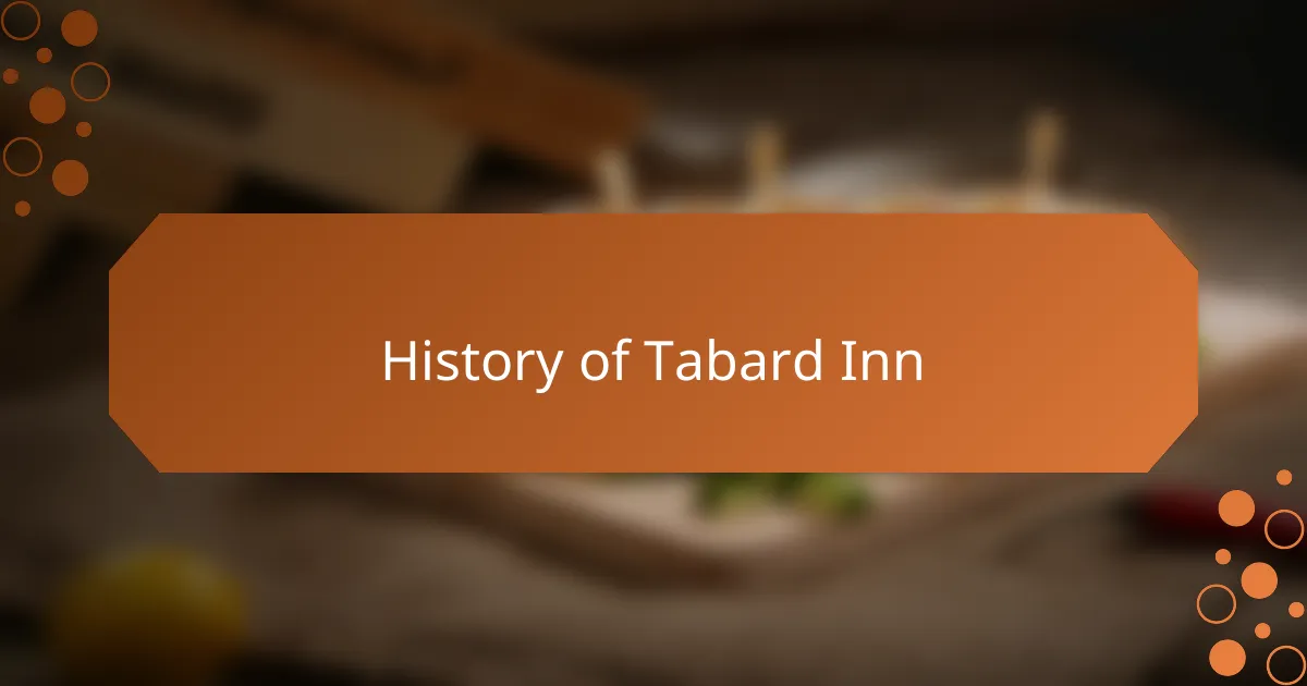 History of Tabard Inn