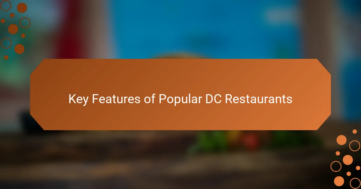 Key Features of Popular DC Restaurants