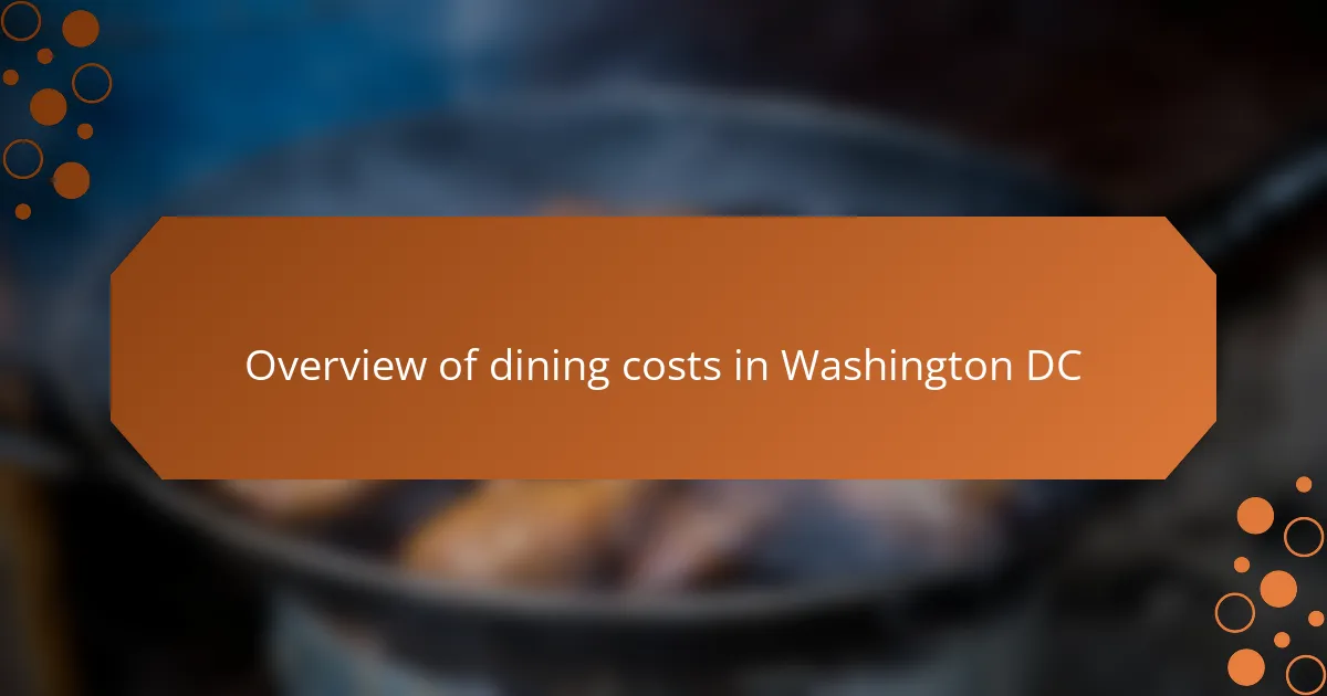 Overview of dining costs in Washington DC