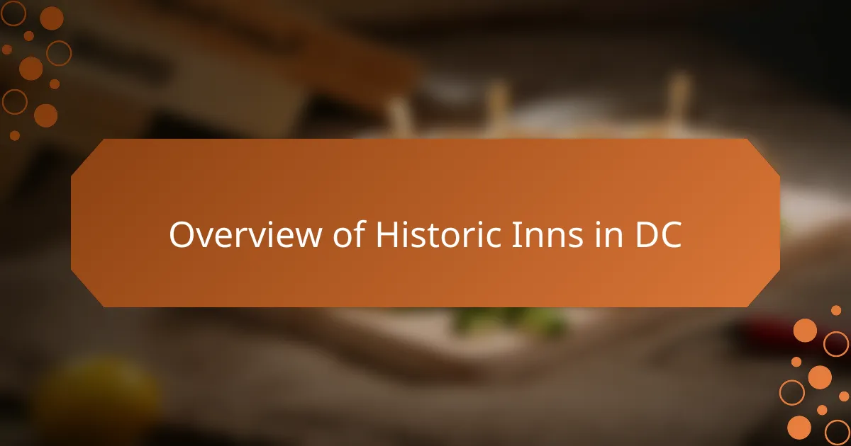 Overview of Historic Inns in DC