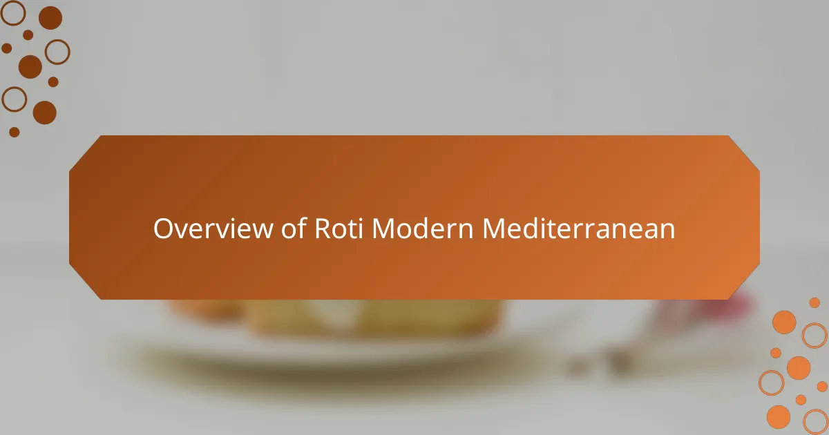 Overview of Roti Modern Mediterranean