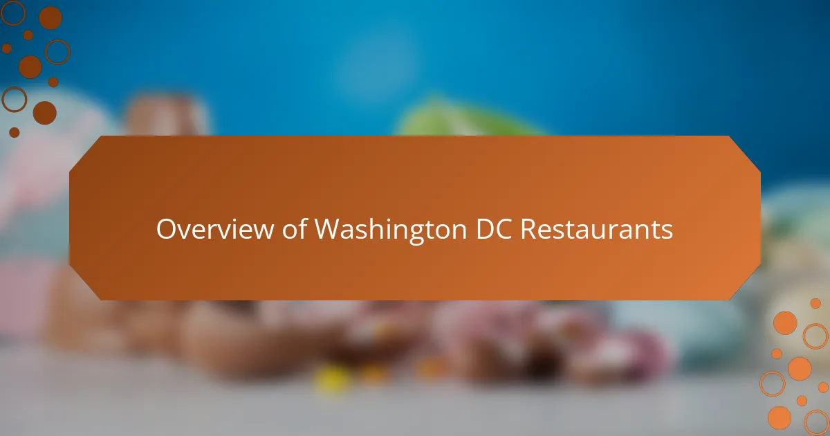 Overview of Washington DC Restaurants