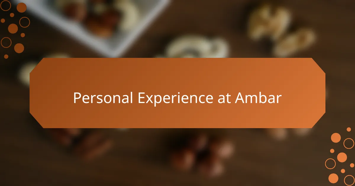 Personal Experience at Ambar