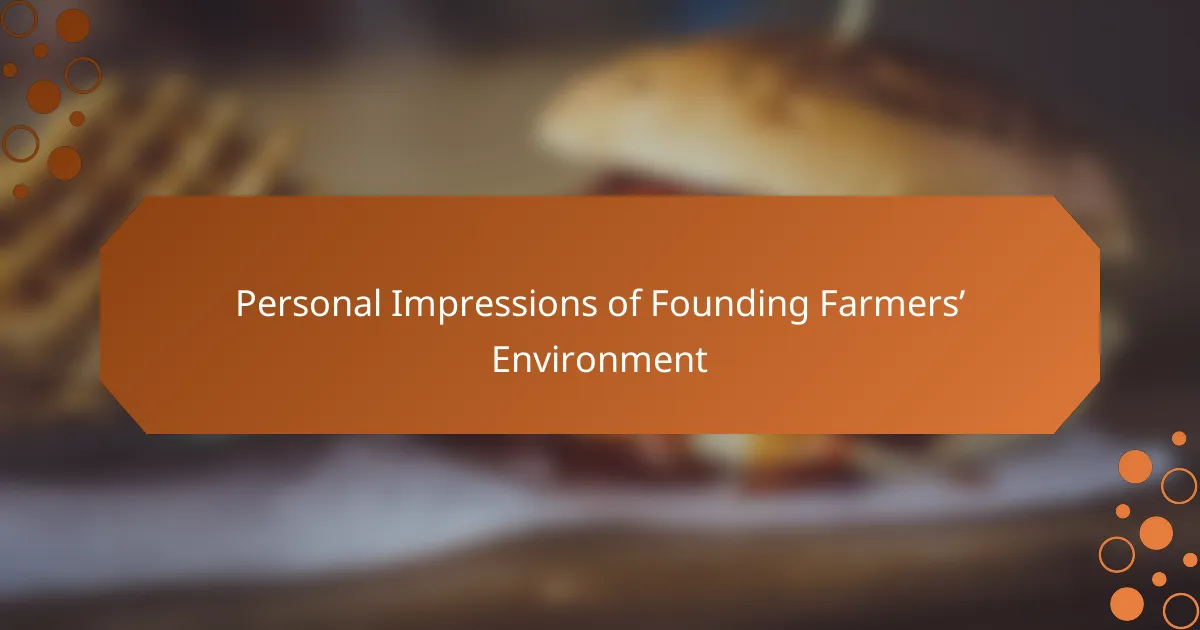 Personal Impressions of Founding Farmers’ Environment