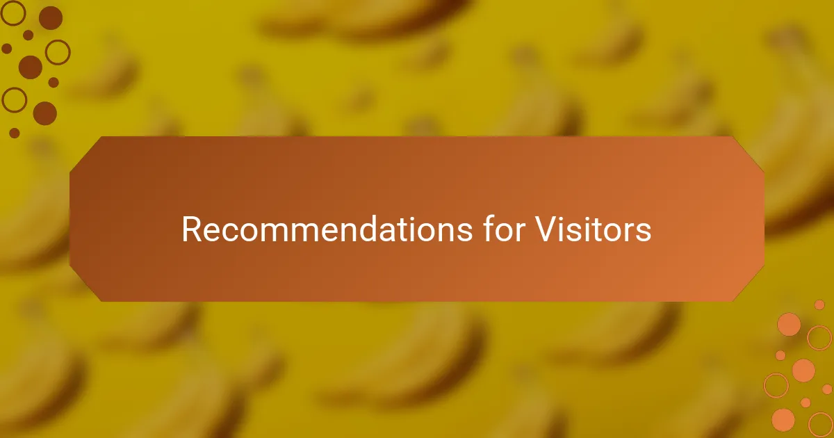 Recommendations for Visitors