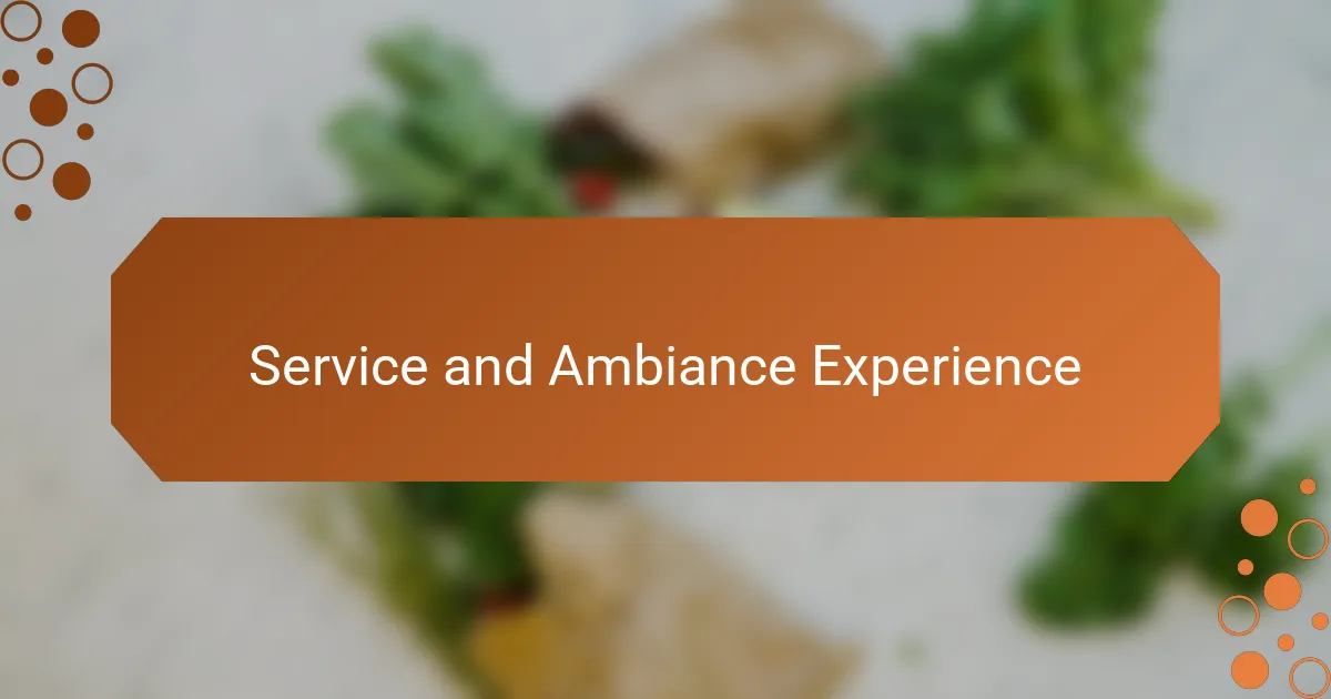 Service and Ambiance Experience