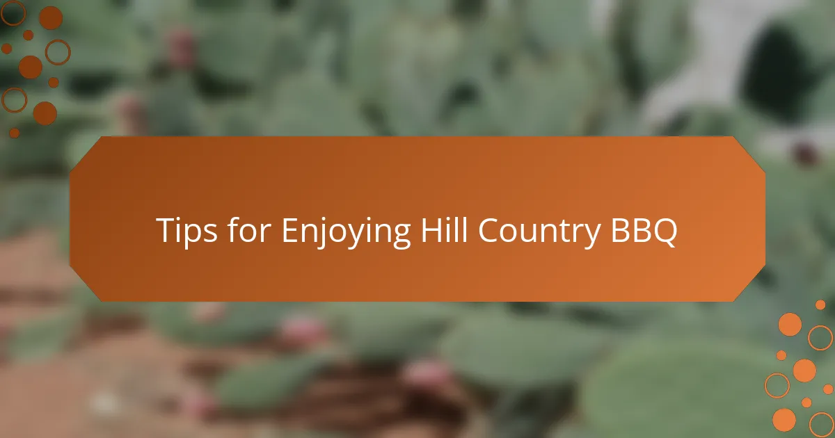 Tips for Enjoying Hill Country BBQ
