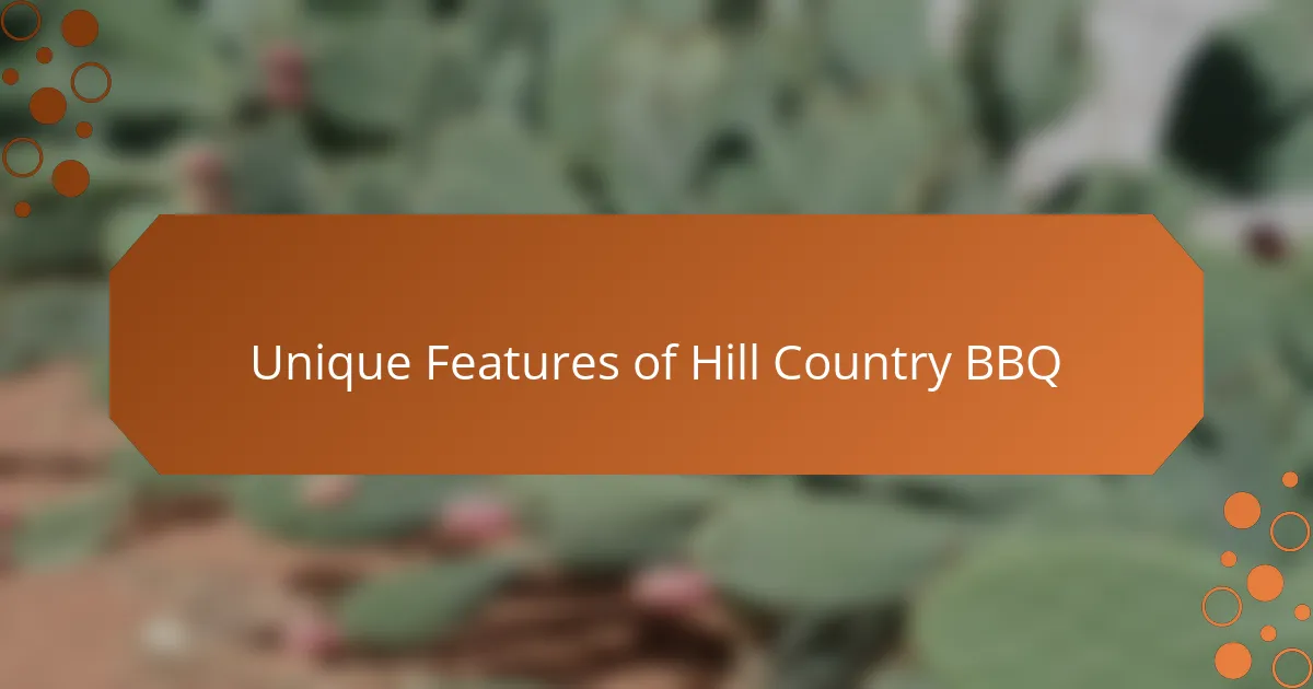 Unique Features of Hill Country BBQ
