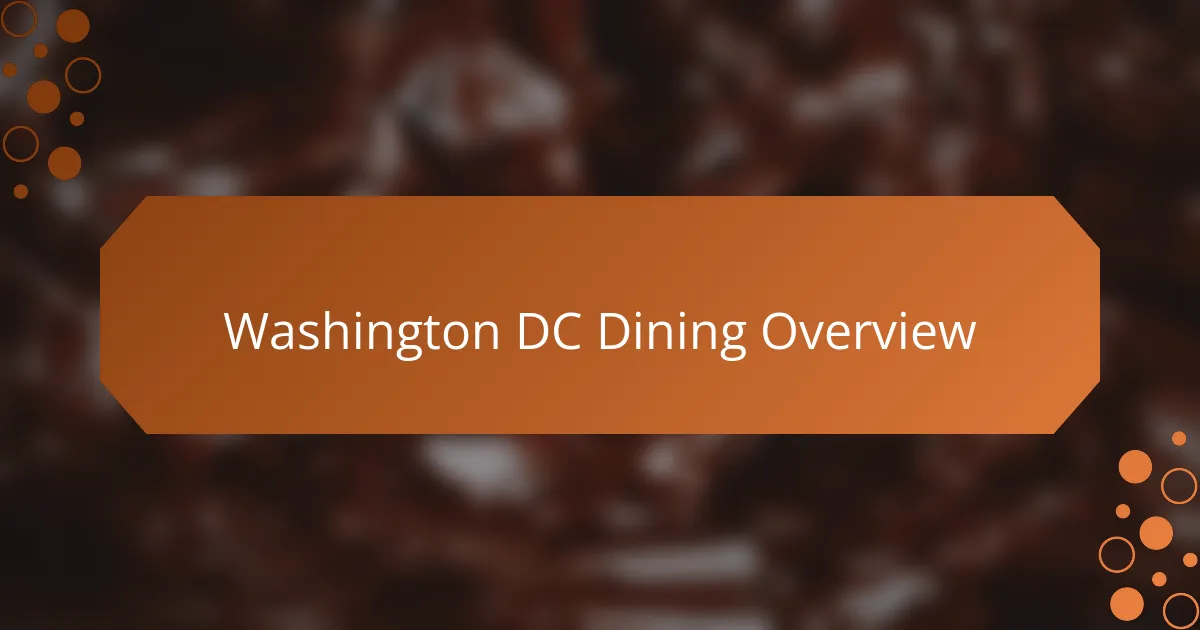 Washington DC Dining Overview